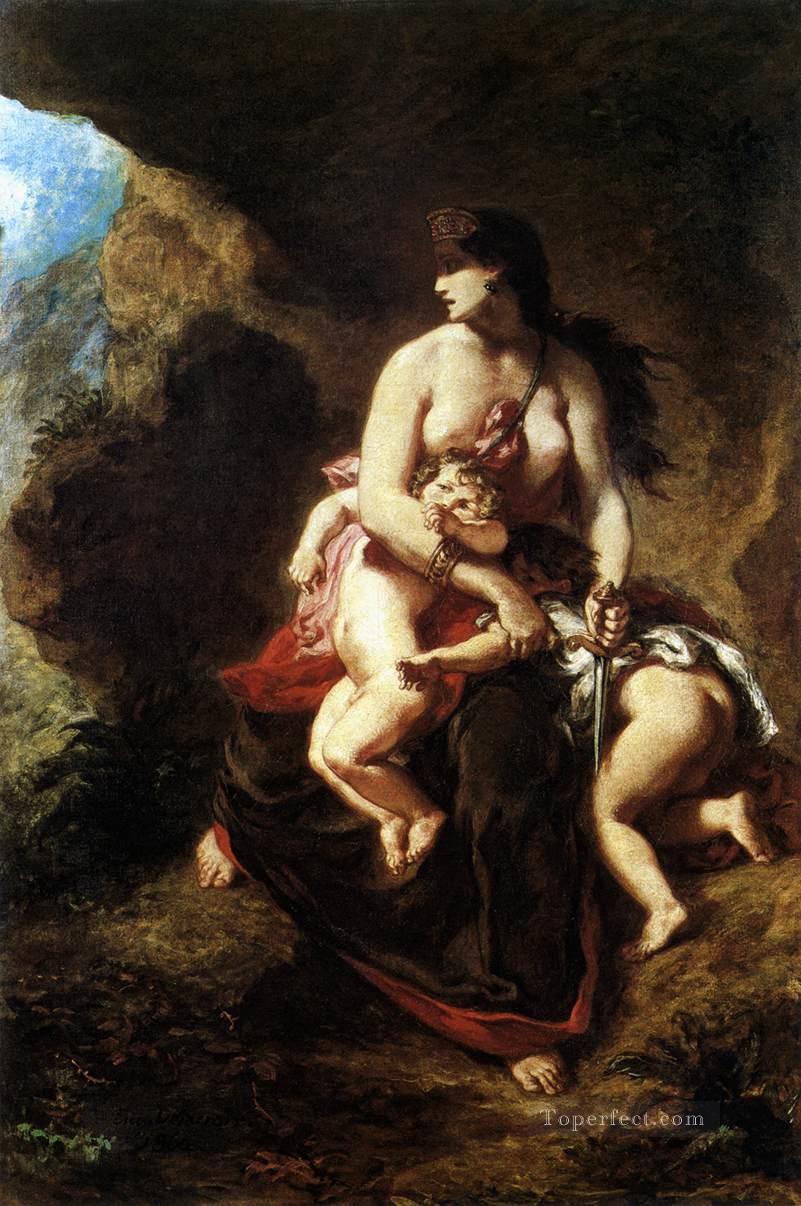 Medea about to Kill her Children Romantic Eugene Delacroix nude Oil Paintings